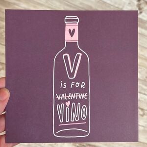 V is for Vino Valentine’s Day Card by American Greetings 6.25” x 6.25” New